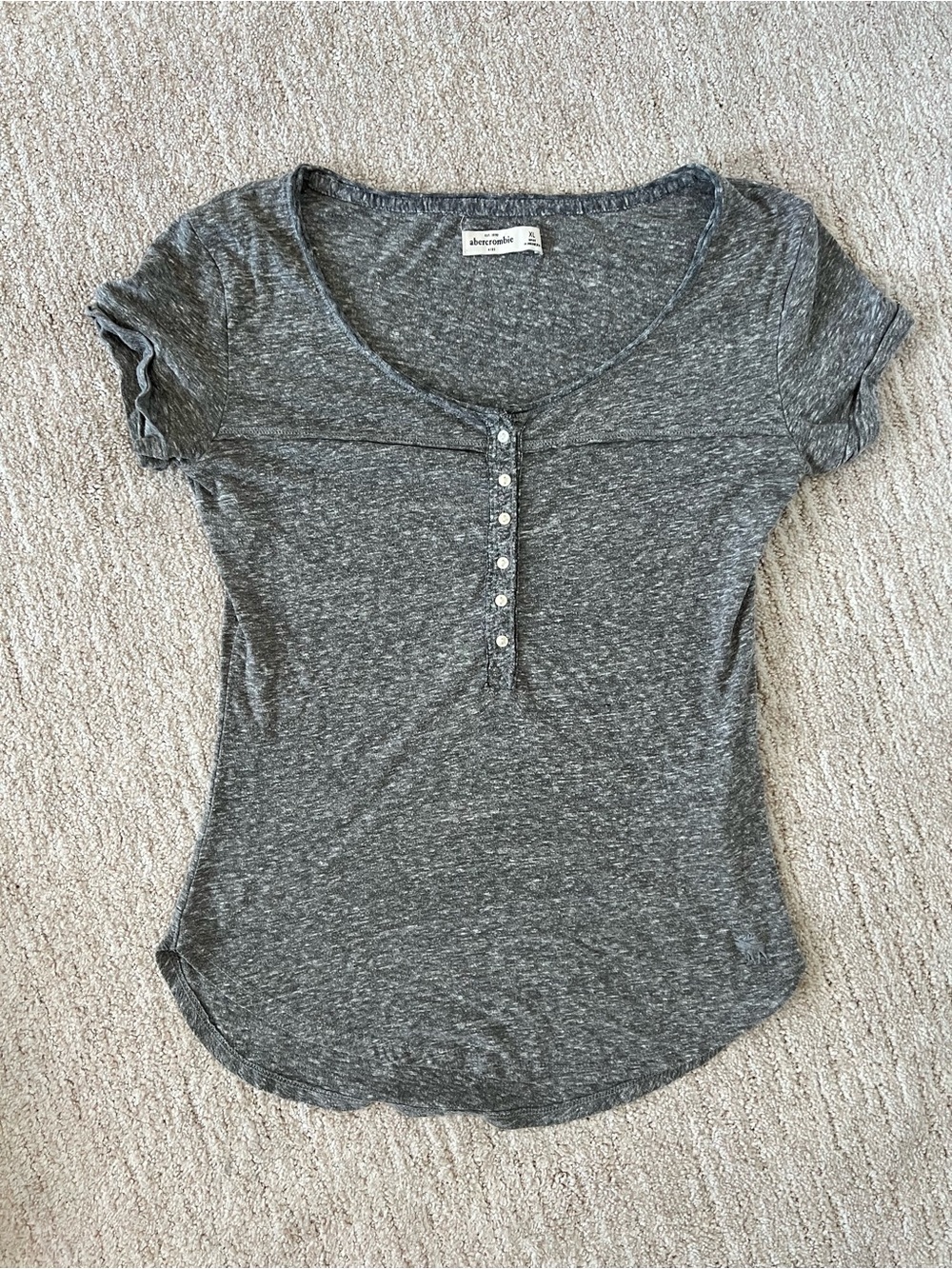 Abercrombie & Fitch henley top size XS/S (kids XL) heather gray